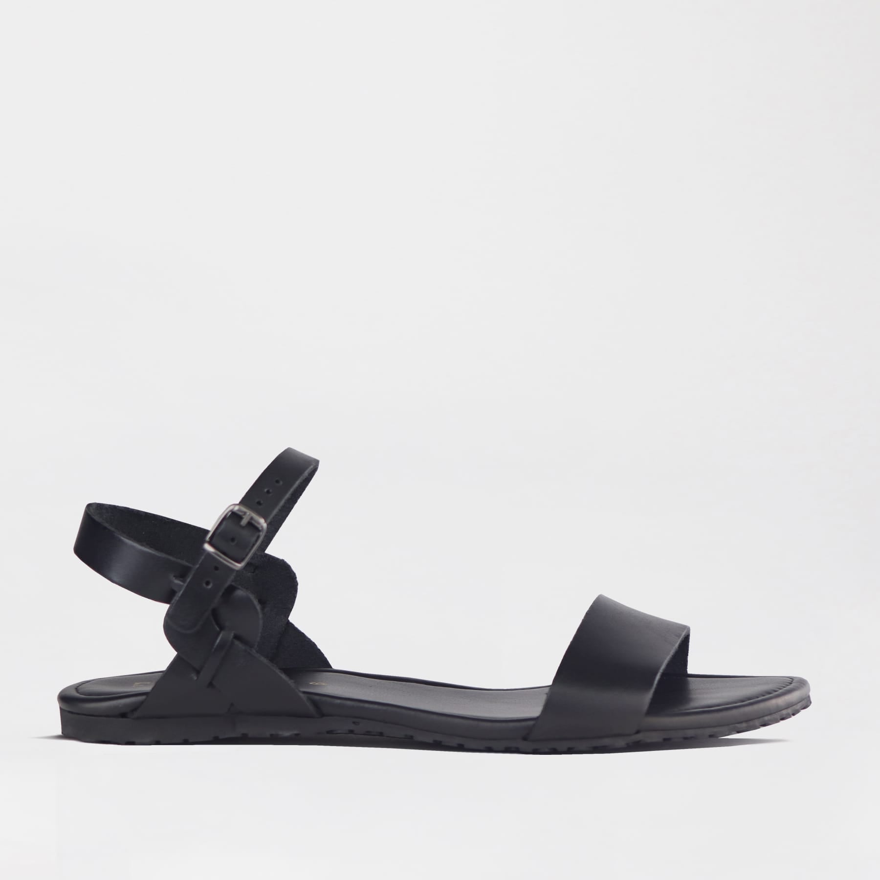 Froggie Shoes Shoes 4 / Black / 13083 Unlined Flat Ankle Strap Sandal