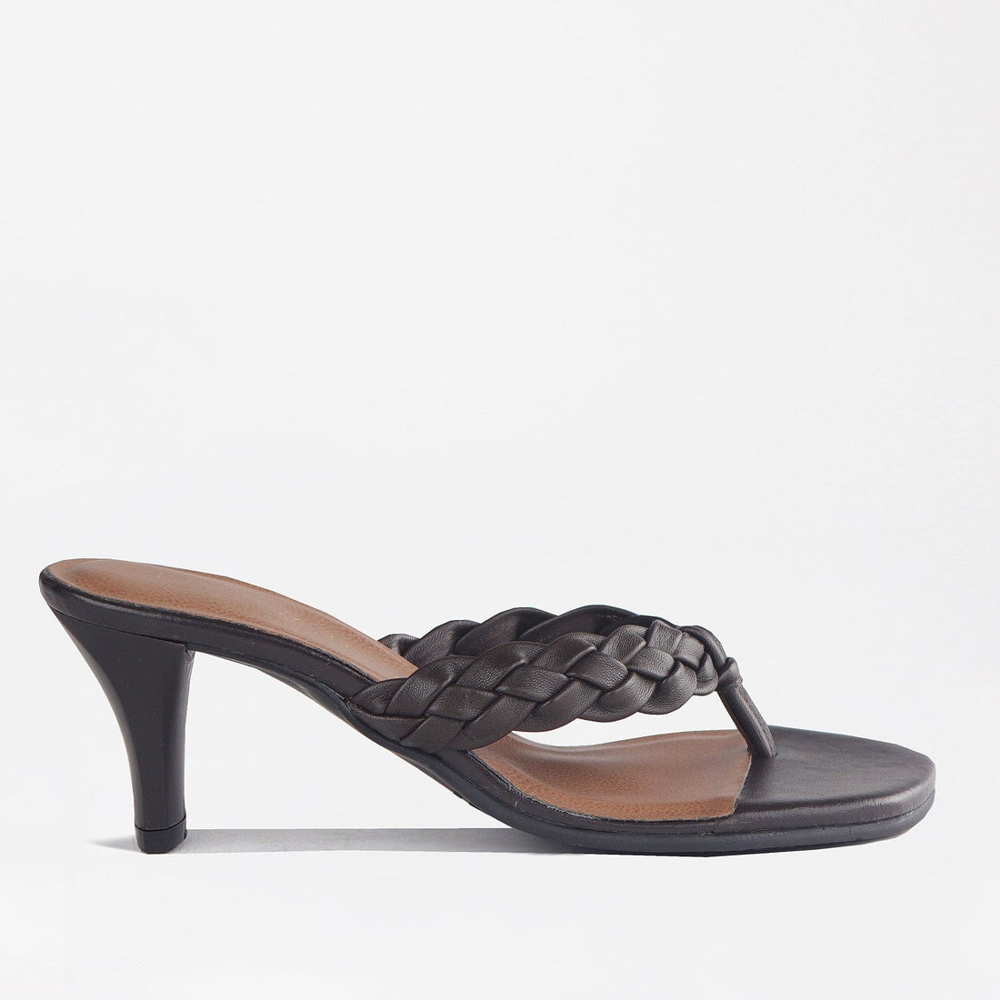 Froggie Shoes Shoes 4 / Brown / 12969 Braided Mule Heeled Sandals in Brown -12969