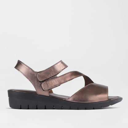 Froggie Shoes Shoes 4 / Lead Metallic / 12538 Froggie Women’s Sandal- Velcro- Lead Metallic Leather- 12538