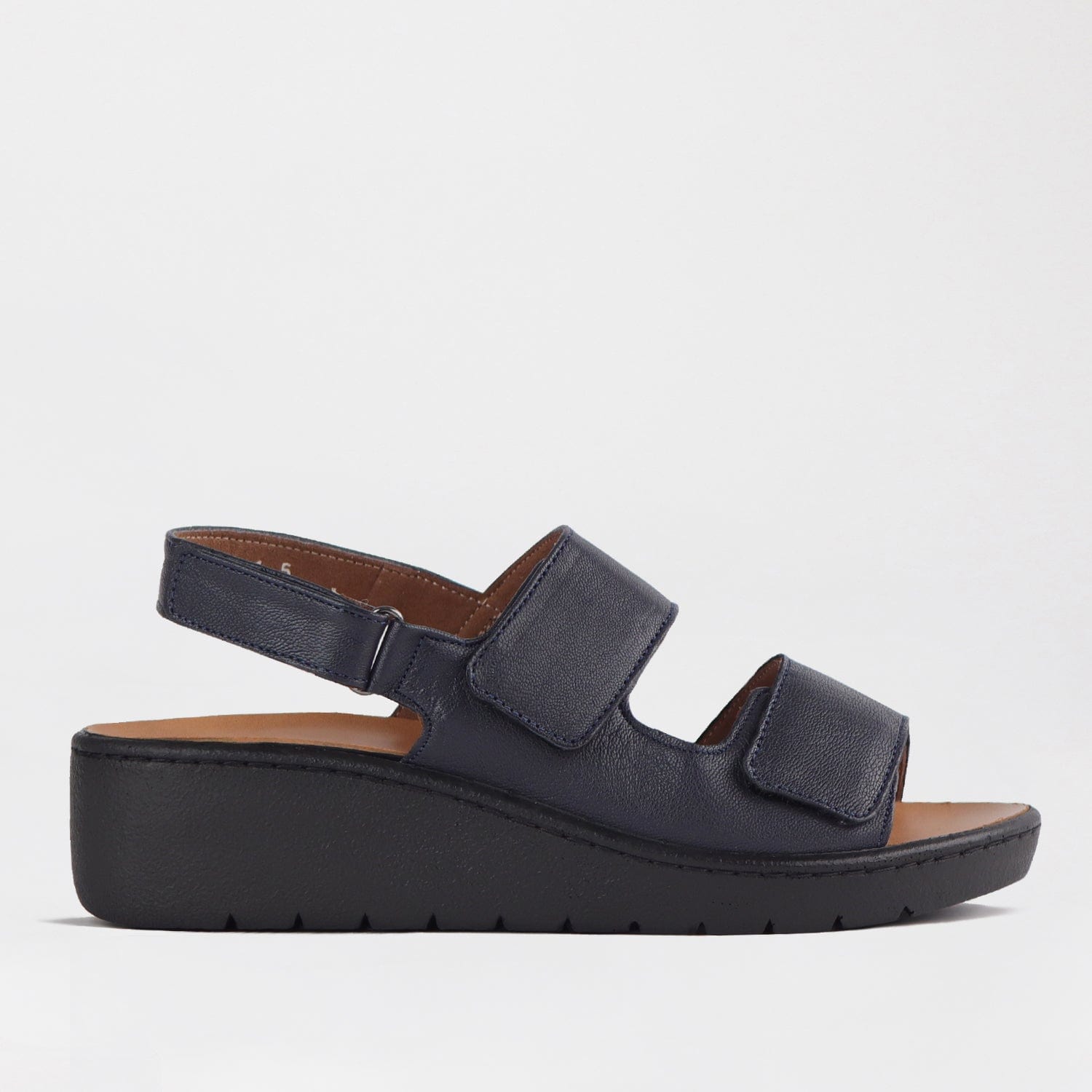 Froggie Shoes Shoes 4 / Navy / 12533 Double Band Wedge Slingback Sandal with Removable Footbed in Navy - 12533