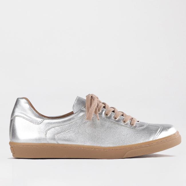 Froggie Sneakers, Leather Sneakers, Lace-up Sneakers - silver