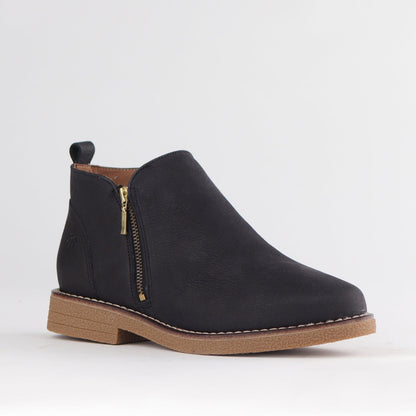 Froggie Shoes Shoes Ankle Boot with Gold Zip in Black - 12777