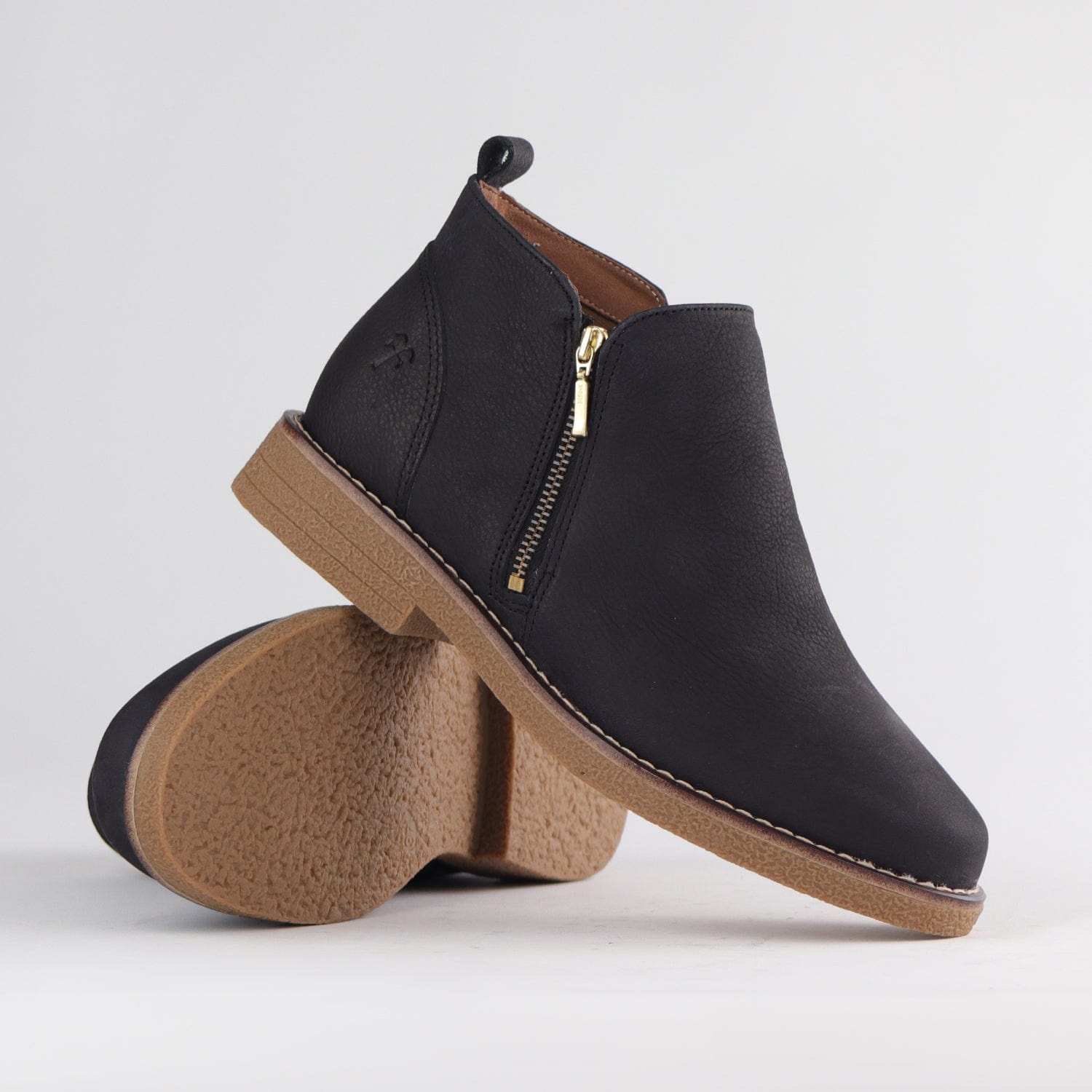 Froggie Shoes Shoes Ankle Boot with Gold Zip in Black - 12777
