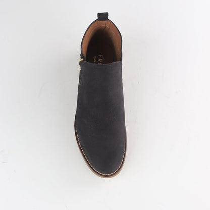 Froggie Shoes Shoes Ankle Boot with Gold Zip in Black - 12777