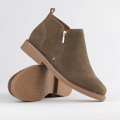 Froggie Shoes Shoes Ankle Boot with Gold Zip in Forest - 12777