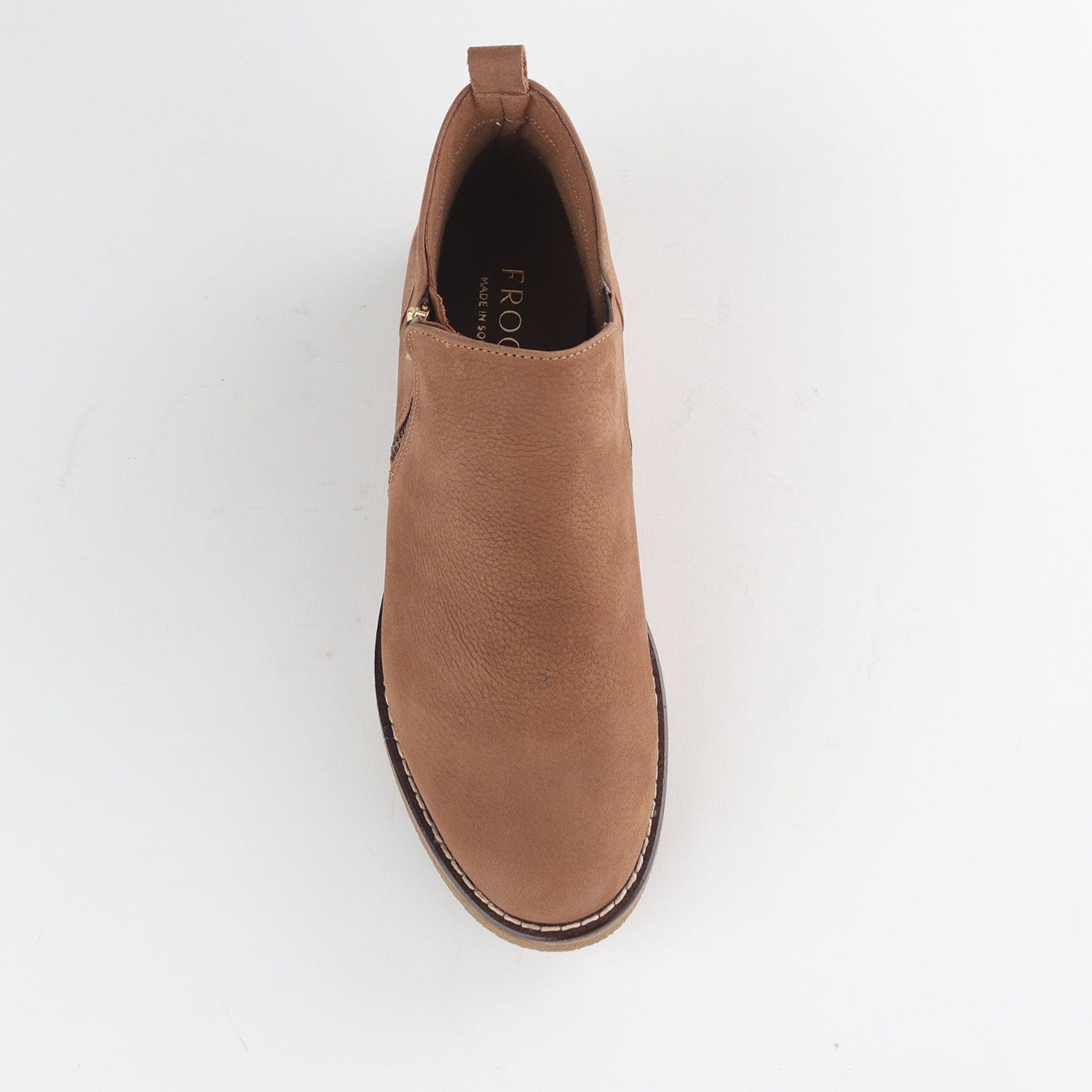 Froggie Shoes Shoes Ankle Boot with Gold Zip in Tobacco - 12777