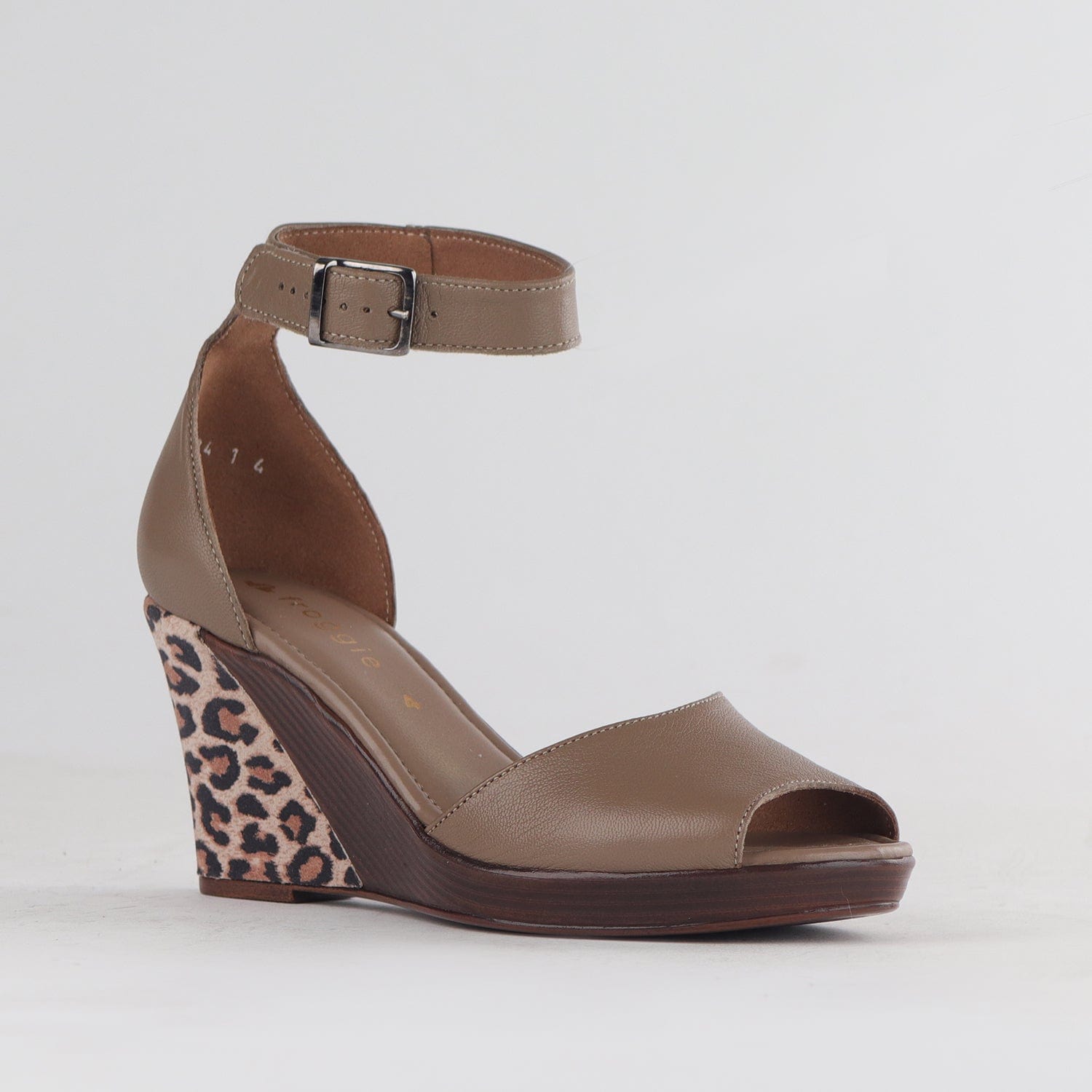 Froggie Shoes Shoes Ankle Strap Wedge Sandal in Stone Multi- 12422