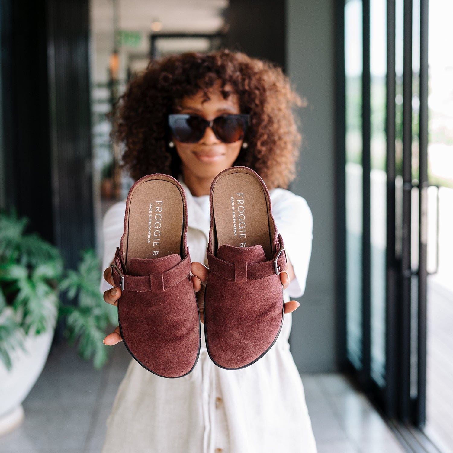 Froggie Shoes Shoes Barefoot clog with Removable Footbed in Burgundy - 12318