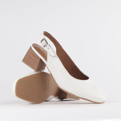 Froggie Shoes Shoes Block Heel Slingback in White - 12595