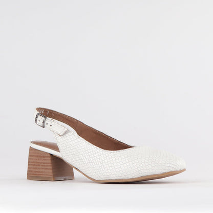 Froggie Shoes Shoes Block Heel Slingback in White - 12595