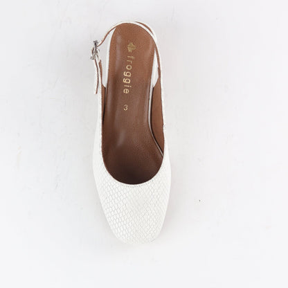 Froggie Shoes Shoes Block Heel Slingback in White - 12595
