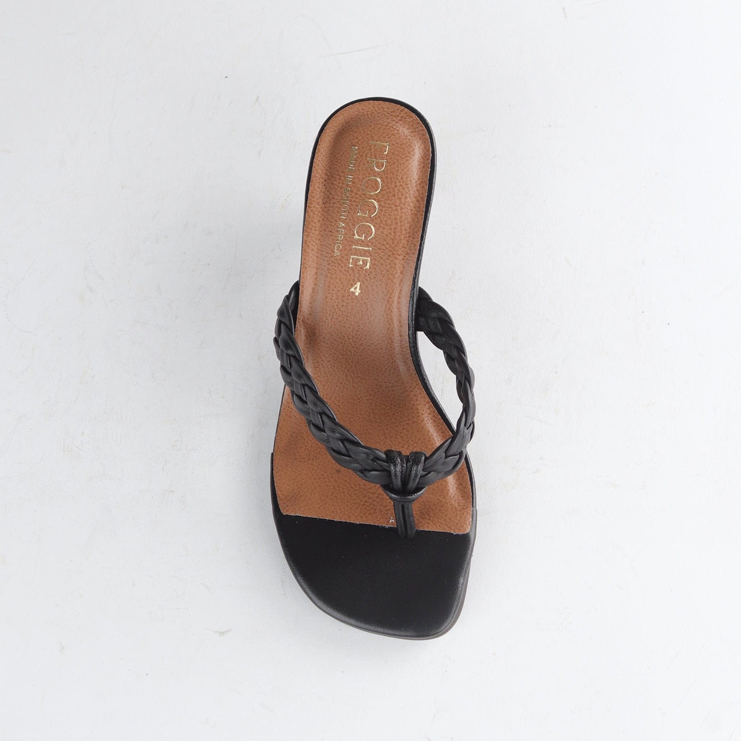 Froggie Shoes Shoes Braided Mule Heeled Sandals in Black -12969