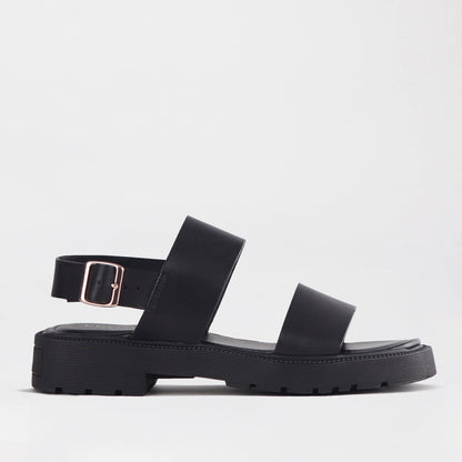 Froggie Shoes Shoes C36 / Black / 12711 Double Band Buckle Strap in Black - 12711