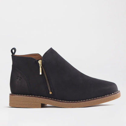 Froggie Shoes Shoes C36 / Black / 12777 Ankle Boot with Gold Zip in Black - 12777