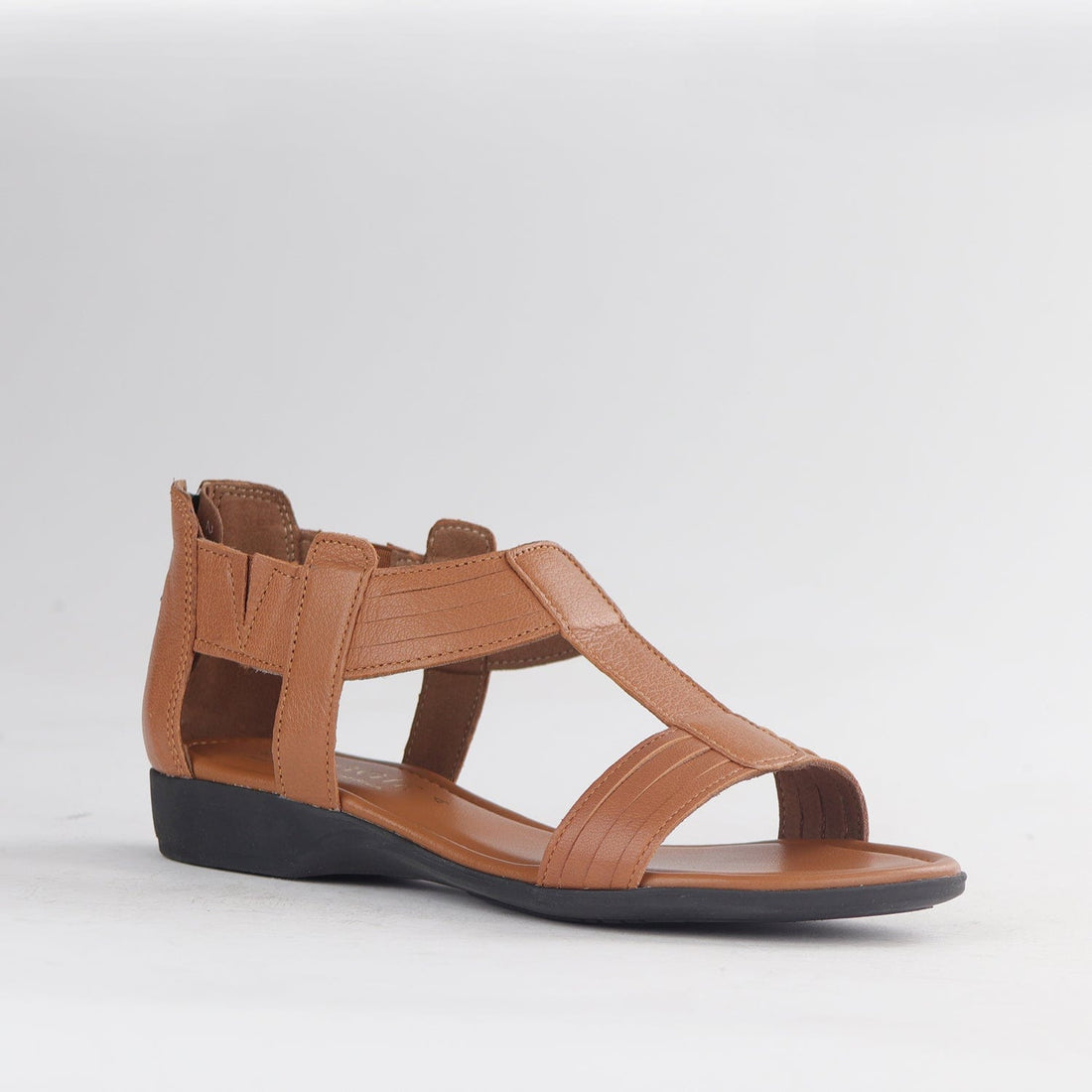 Froggie Shoes Shoes Close Back T-Bar Flat Sandal in Tan - 12886