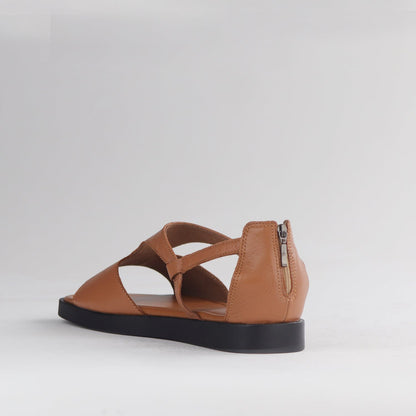 Froggie Shoes Shoes Close Back T-Bar Flat Sandal in Tan - 12888