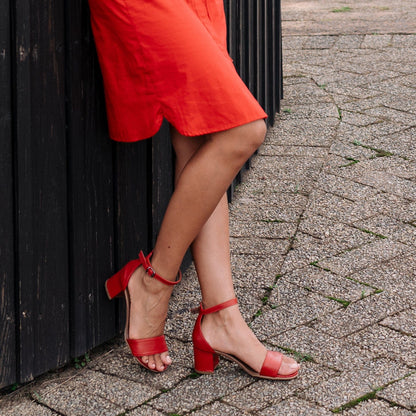 Froggie Shoes Shoes Closed back ankle strap sandal in Scarlet - 11879