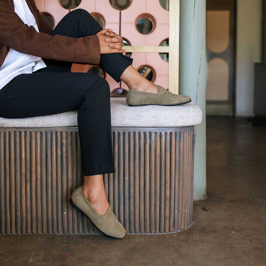 Froggie Shoes Shoes Closed Loafer Suede in Olive - 13029