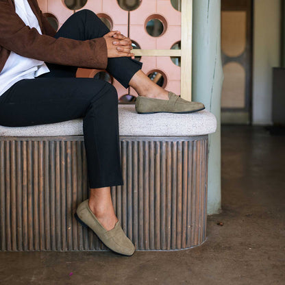 Froggie Shoes Shoes Closed Loafer Suede in Olive - 13029