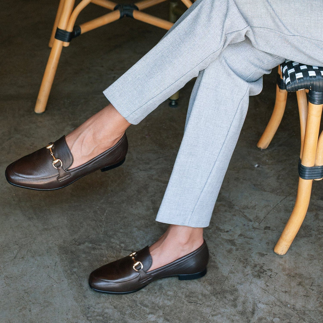 Froggie Shoes Shoes Closed Loafer with gold trim in Brown - 12976