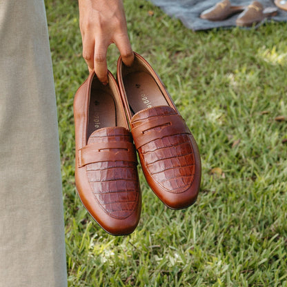 Froggie Shoes Shoes Croc Penny Loafer in Chestnut Multi - 12587