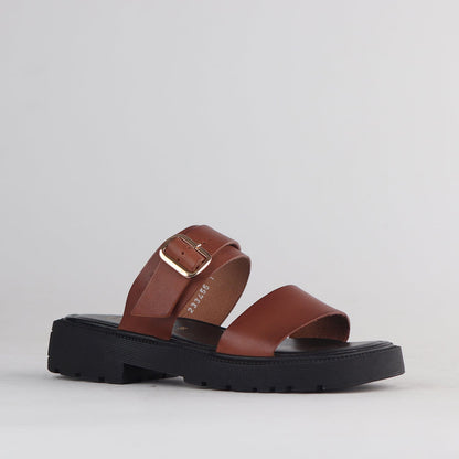 Froggie Shoes Shoes Double Band Buckle Strap in Chestnut - 12695
