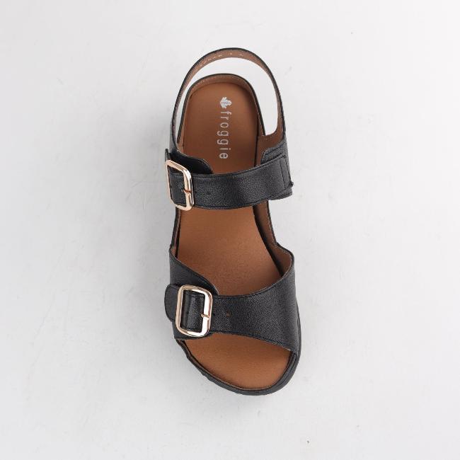Froggie Shoes Shoes Double Band Sandal with Removable footbed in Black - 12411