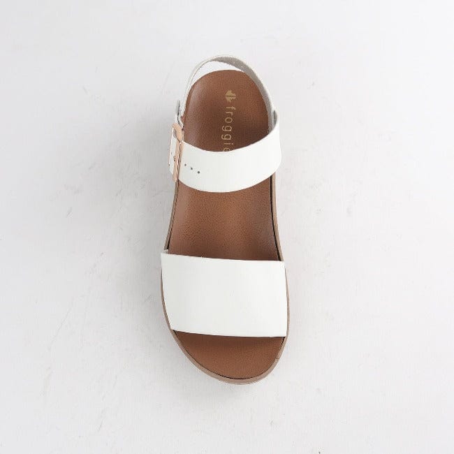Froggie Shoes Shoes Double Band Wedge Slingback Sandal with Removable Footbed White - 12665
