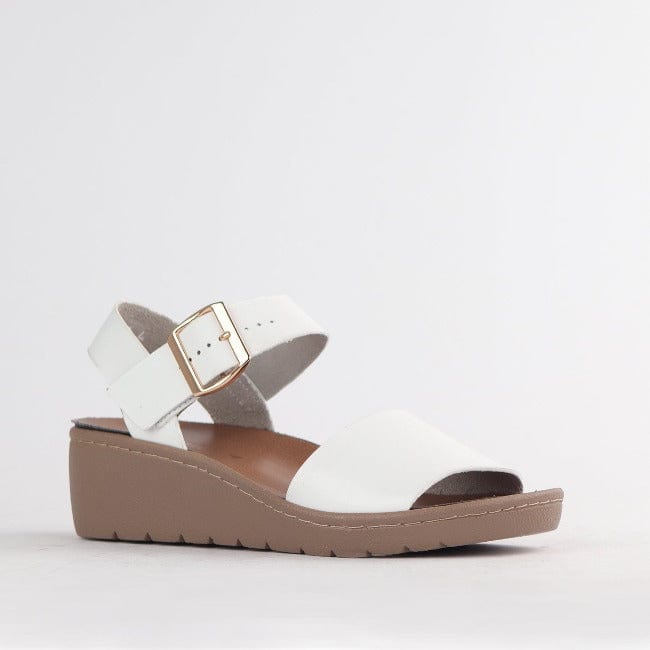 Froggie Shoes Shoes Double Band Wedge Slingback Sandal with Removable Footbed White - 12665
