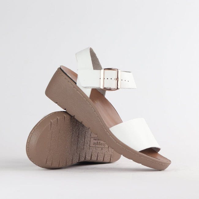 Froggie Shoes Shoes Double Band Wedge Slingback Sandal with Removable Footbed White - 12665