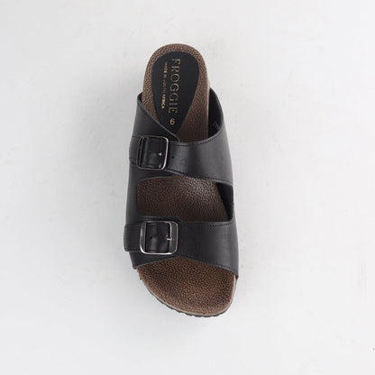 Froggie Shoes Shoes Double Buckle Birk Mules in Black - 12822