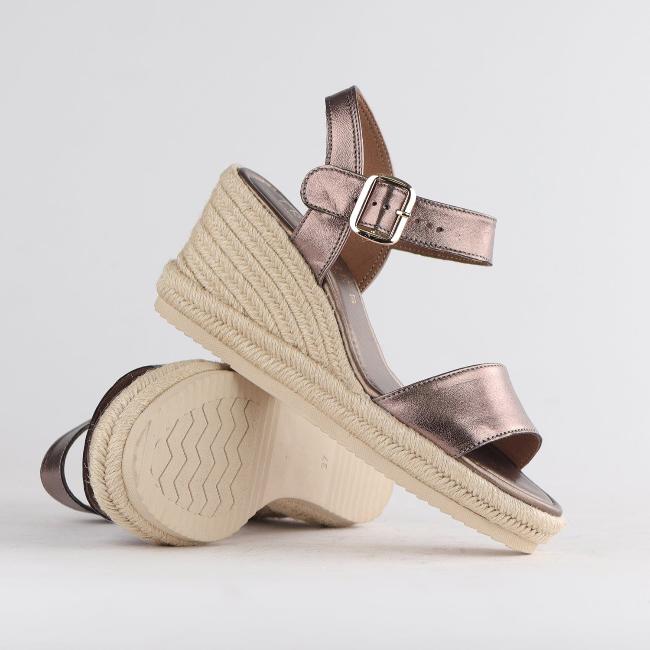 Froggie Shoes Shoes Espadrille Wedge Sandal in Lead Metallic - 12683
