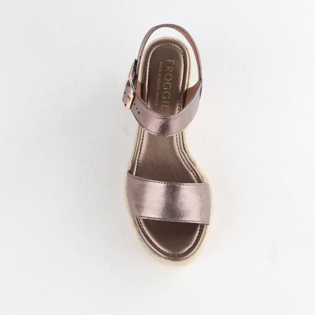 Froggie Shoes Shoes Espadrille Wedge Sandal in Lead Metallic - 12683