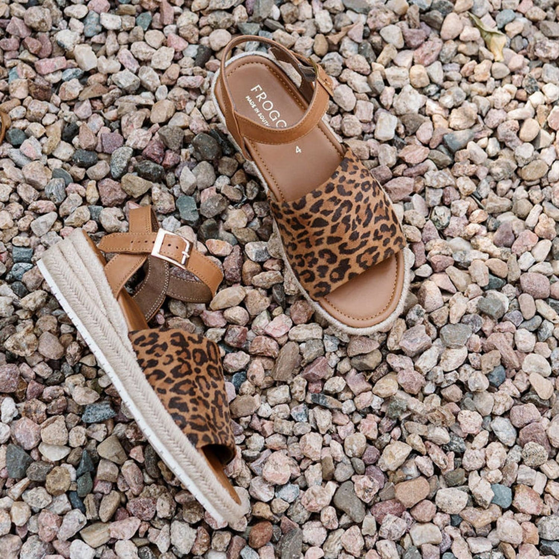 Froggie Shoes Shoes Espadrille Wedge Sandal in Tan Leopard - 12966