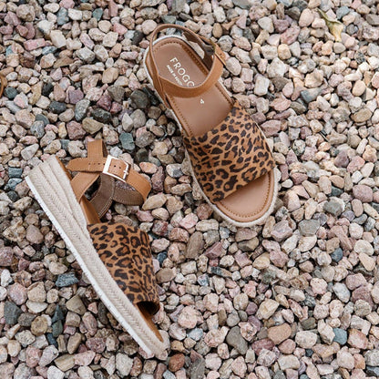 Froggie Shoes Shoes Espadrille Wedge Sandal in Tan Leopard - 12966