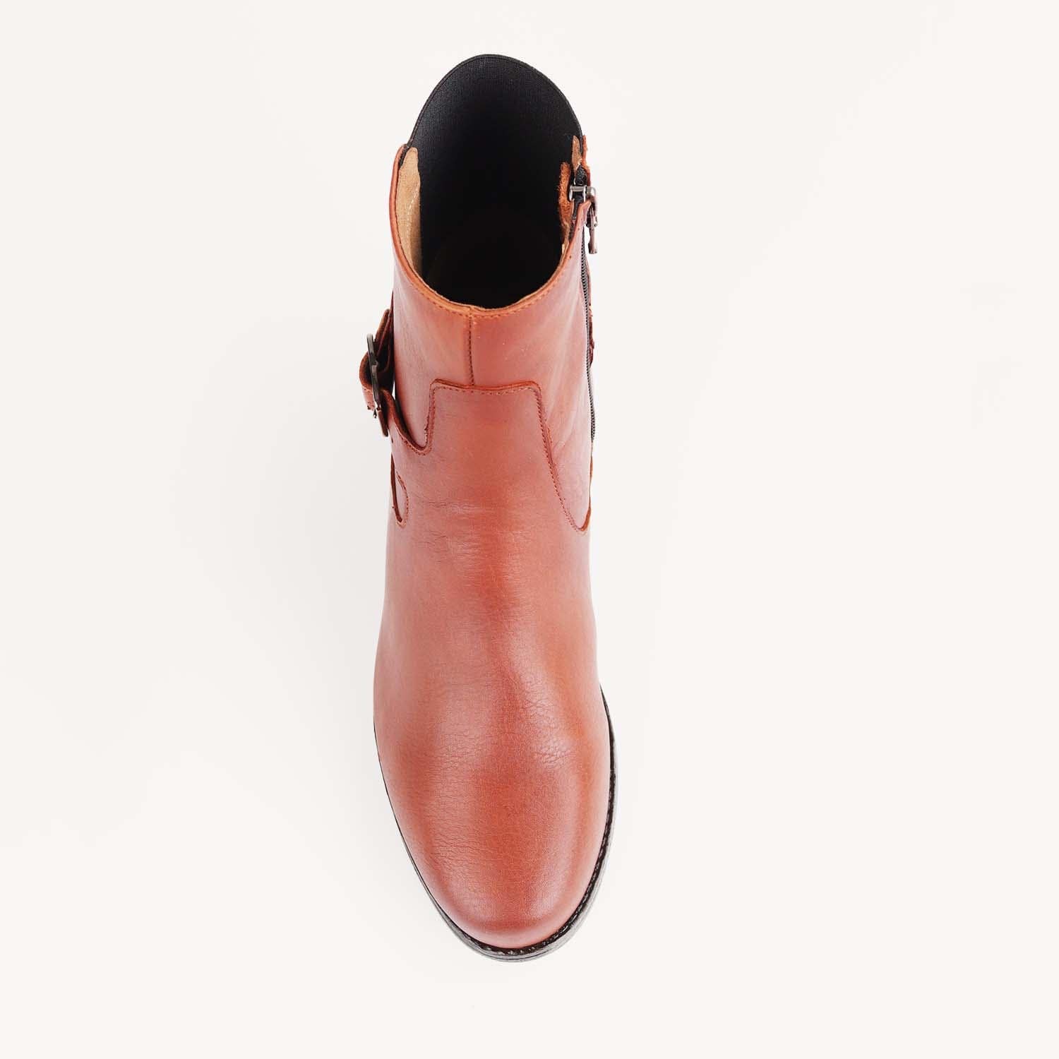 Froggie Shoes Shoes Flat Ankle Boot with Elastic in Chestnut - 12605