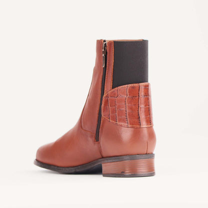 Froggie Shoes Shoes Flat Ankle Boot with Elastic in Chestnut - 12605