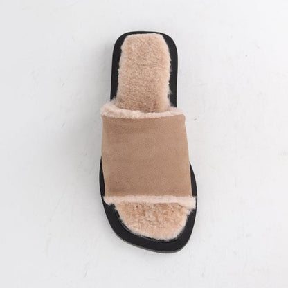 Froggie Shoes Shoes Flat Mule Sandal with Genuine Sheepskin lining in Stone - 12710