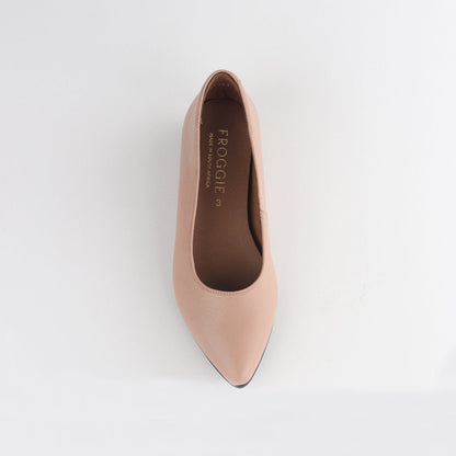 Froggie Shoes Shoes Flat Pointed Court Shoe in Nude Porcelain - 12713