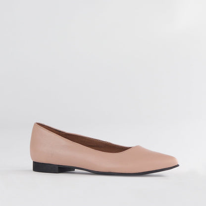Froggie Shoes Shoes Flat Pointed Court Shoe in Nude Porcelain - 12713