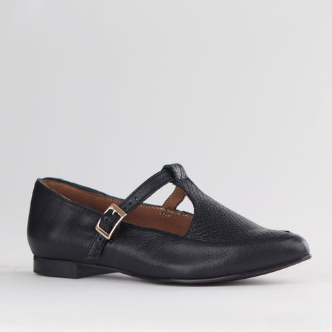 Froggie Shoes Shoes Flat Pointed T-bar Pump in Black - 12783