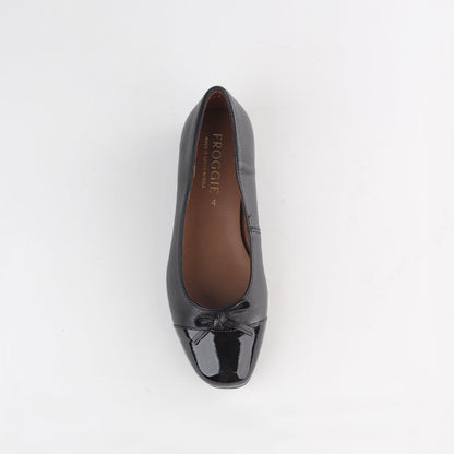 Froggie Shoes Shoes Flat Pump with Bow in Black Multi - 12826