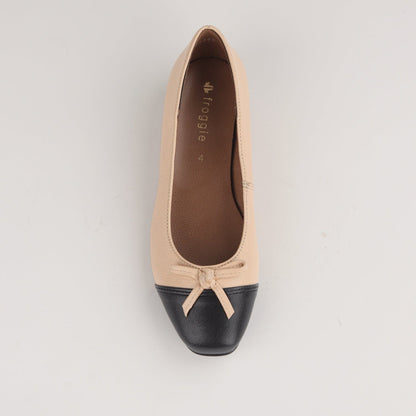 Froggie Shoes Shoes Flat Pump with Bow in Cream Multi - 12586