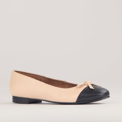 Froggie Shoes Shoes Flat Pump with Bow in Cream Multi - 12586