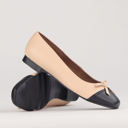 Froggie Shoes Shoes Flat Pump with Bow in Cream Multi - 12586