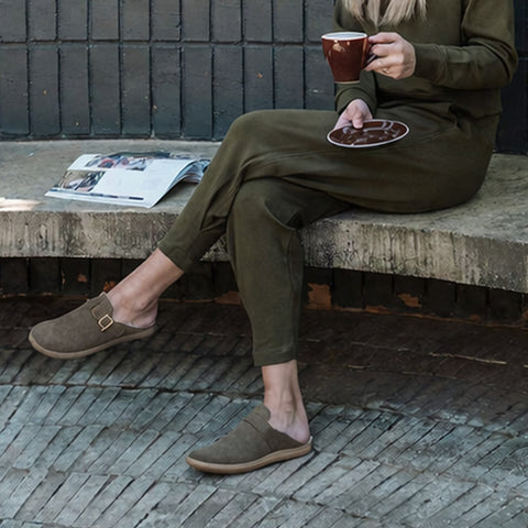 Froggie Shoes Shoes Froggie Women’s Barefoot Furlined Clog- Brown Suede-12898