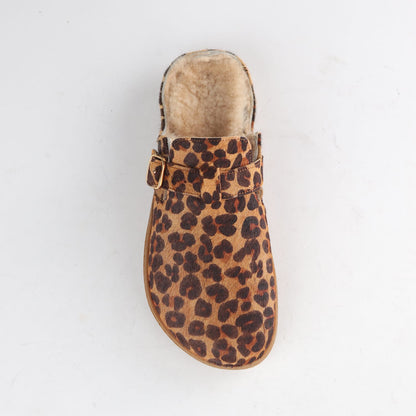 Froggie Shoes Shoes Froggie Women’s Barefoot Furlined Clog- Cheetah Print Leather- 12898
