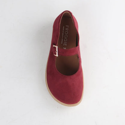 Froggie Shoes Shoes Froggie Women’s Barefoot Mary Jane- Removable Footbed- Burgandy Suede -12972