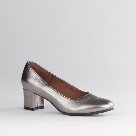 Froggie Shoes Shoes Froggie Women's Block Heel Court Shoe - Pewter - 12985