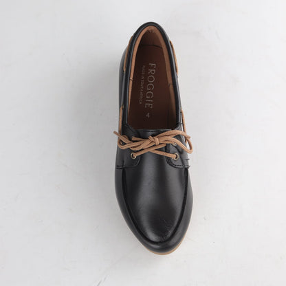 Froggie Shoes Shoes Froggie Women’s Boat Shoe- Black Leather  - 12971